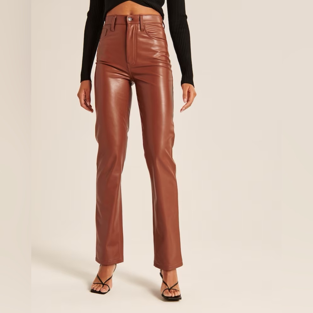 Abercrombie & Fitch Vegan Leather 90s Straight Pants - Ultra High Rise